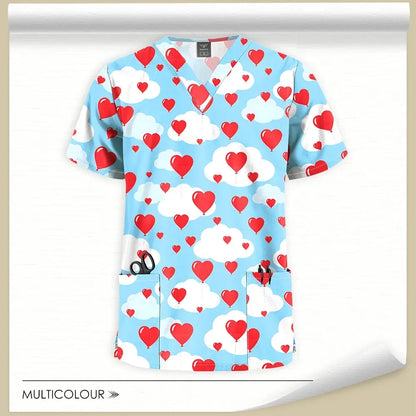Printed Scrubs Tops, Uniform Medical Tops only, for Hospital workers, Nurse, MD's, Tech's - Healthcare Vibes