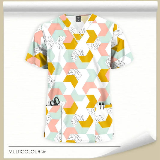 Printed Scrubs Tops, Uniform Medical Tops only, for Hospital workers, Nurse, MD's, Tech's - Healthcare Vibes