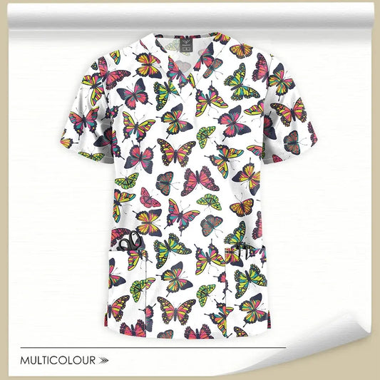 Printed Scrubs Tops, Uniform Medical Tops only, for Hospital workers, Nurse, MD's, Tech's - Healthcare Vibes