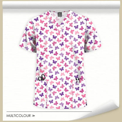 Printed Scrubs Tops, Uniform Medical Tops only, for Hospital workers, Nurse, MD's, Tech's - Healthcare Vibes