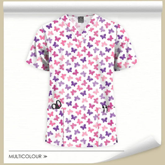 Printed Scrubs Tops, Uniform Medical Tops only, for Hospital workers, Nurse, MD's, Tech's - Healthcare Vibes
