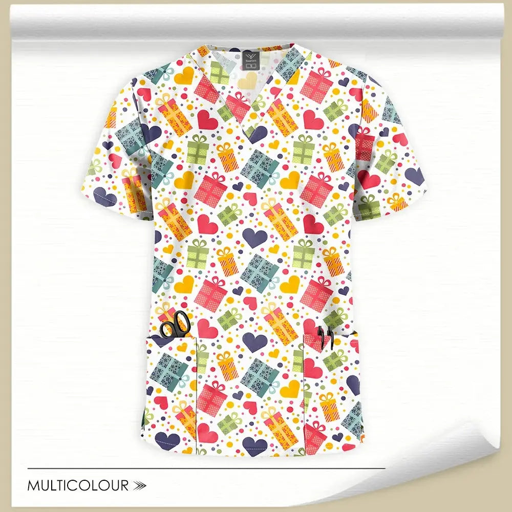 Printed Scrubs Tops, Uniform Medical Tops only, for Hospital workers, Nurse, MD's, Tech's - Healthcare Vibes