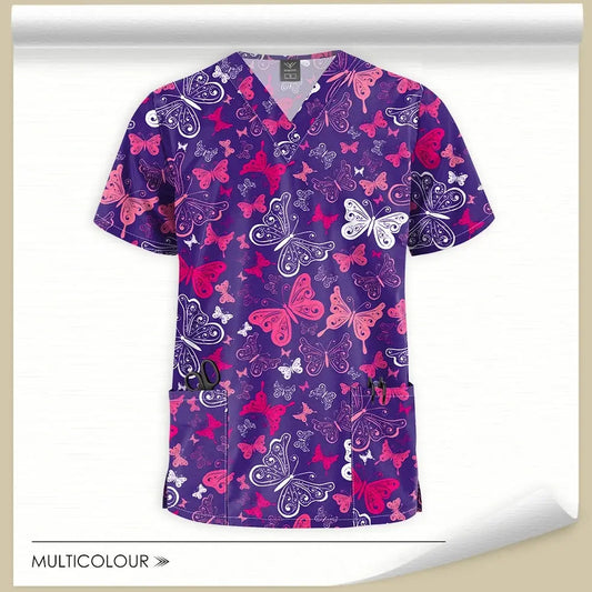 Printed Scrubs Tops, Women's Scrub Tops - Healthcare Vibes