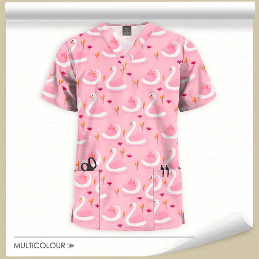 Printed Women's Printed Scrub Tops, Nurse Scrubs, Doctor Scrubs - Healthcare Vibes