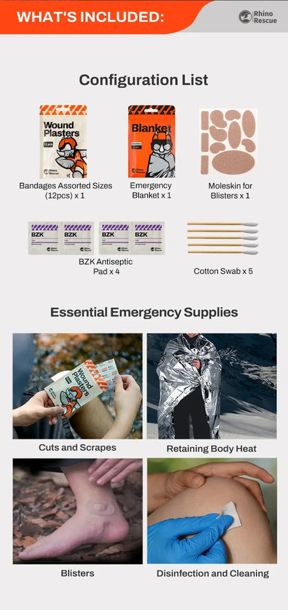 RHINO RESCUE Outdoor Portable Lightweight First Aid Kit - Healthcare Vibes