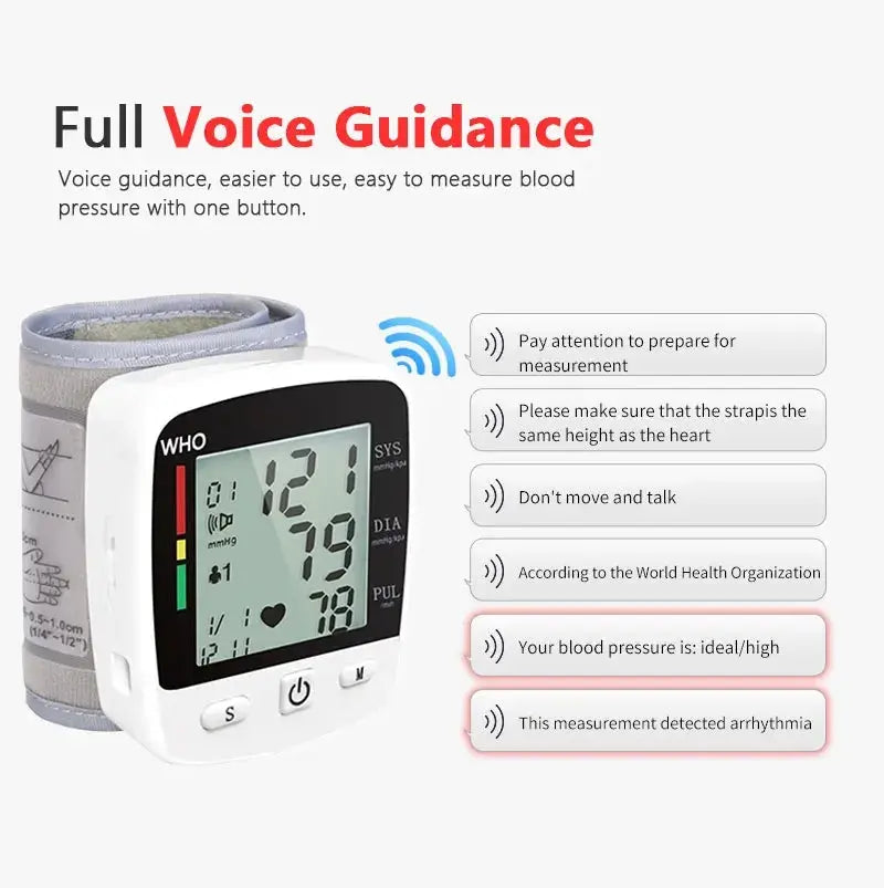 Rechargeable Digital Blood Pressure Monitor, Wrist Electronic BP Cuff - Healthcare Vibes