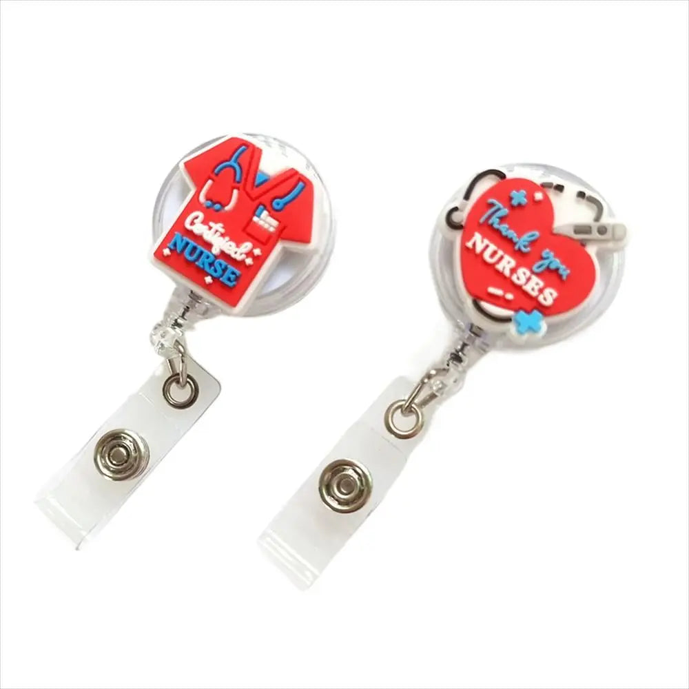 ID Card Holder Nurse Badge Reel Name Tag Chest Card Retractable Badge Holder Exhibition Card Work Card Easy Pull Buckle - Healthcare Vibes