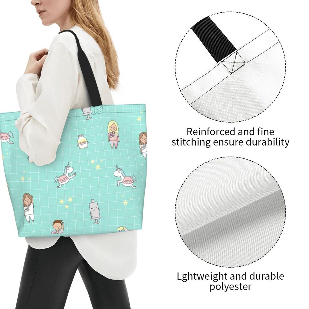 Custom Reusable Funny Nurse Shopping Bag Women Shoulder Canvas Tote Bag Portable Nursing Grocery Shopper Bags