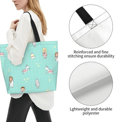 Custom Reusable Funny Nurse Shopping Bag Women Shoulder Canvas Tote Bag Portable Nursing Grocery Shopper Bags