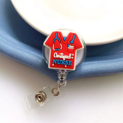 ID Card Holder Nurse Badge Reel Name Tag Chest Card Retractable Badge Holder Exhibition Card Work Card Easy Pull Buckle - Healthcare Vibes