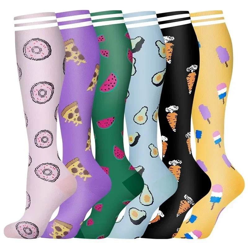 6 Pairs Compression Socks for Men & Women – Ideal for Running, Soccer, Leggings, and Nurses – Pressure Support