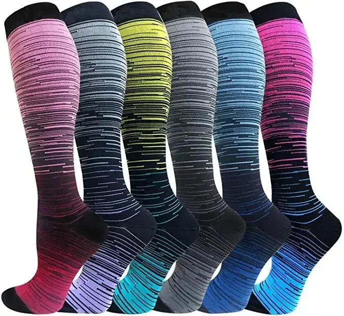 6 Pairs Compression Socks for Men & Women – Ideal for Running, Soccer, Leggings, and Nurses – Pressure Support T-MIX006-74