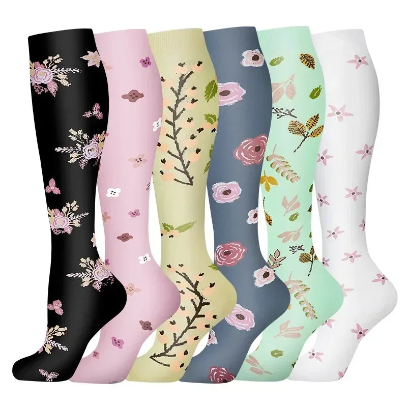 6 Pairs Compression Socks for Men & Women – Ideal for Running, Soccer, Leggings, and Nurses – Pressure Support