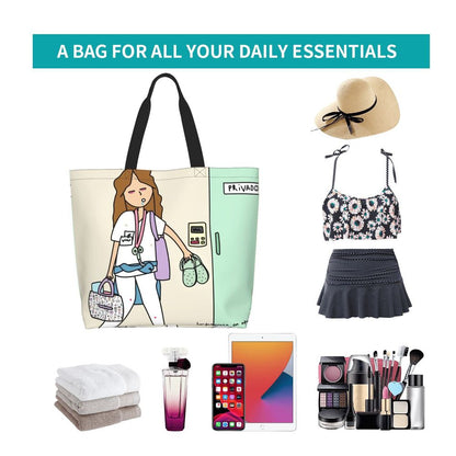 Custom Reusable Funny Nurse Shopping Bag Women Shoulder Canvas Tote Bag Portable Nursing Grocery Shopper Bags