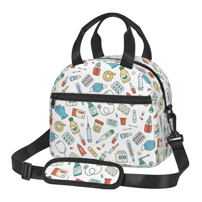 Doctors Nurse Insulated Lunch Bag Women Thermal Lunch Box Portable Tote Cooler Handbag Bento Pouch Container with Shoulder Strap 16