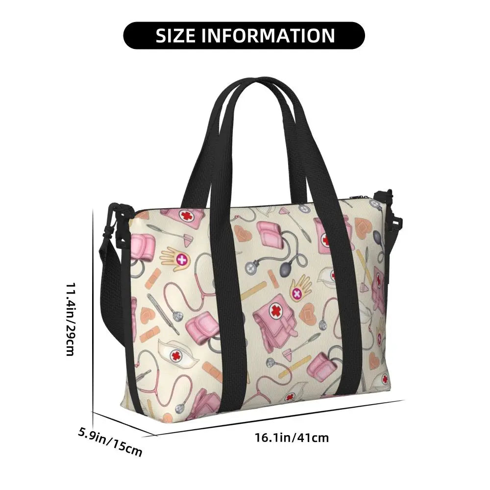Custom Proud To Be A Nurse Grocery Shopping Tote Bag Women Big Capacity Health Care Nursing Gym Beach Travel Bags