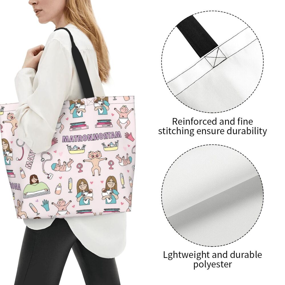Custom Reusable Funny Nurse Shopping Bag Women Shoulder Canvas Tote Bag Portable Nursing Grocery Shopper Bags