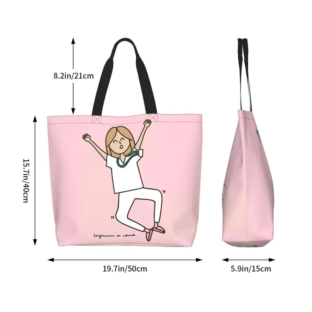 Custom Reusable Funny Nurse Shopping Bag Women Shoulder Canvas Tote Bag Portable Nursing Grocery Shopper Bags