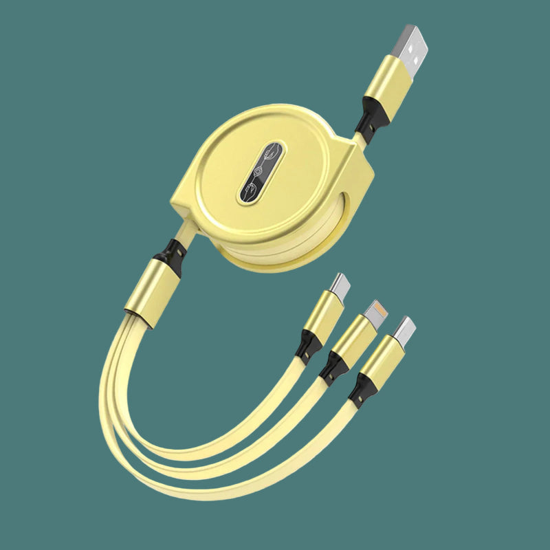 3 In 1 Retractable USB Cable Fast Charging Data Cord: Great gift for the unit, or someone who always needs to borrow your charger 04 1M