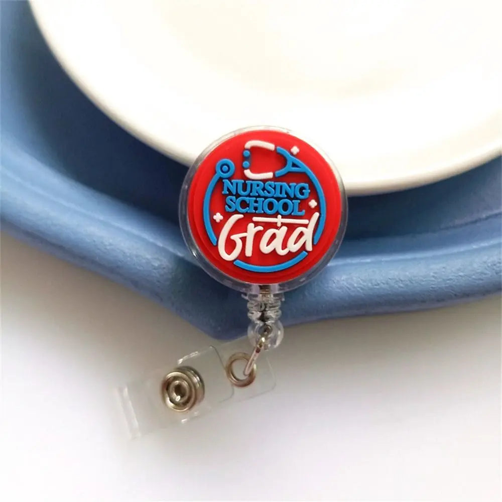 ID Card Holder Nurse Badge Reel Name Tag Chest Card Retractable Badge Holder Exhibition Card Work Card Easy Pull Buckle - Healthcare Vibes
