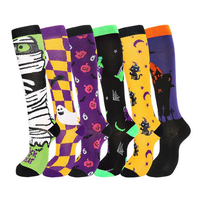 Compression Socks Compress Socks Yoga Air Travel Moisture Control & Odor Resistance Graduated Pressure Nylon Anti-Varicose halloween