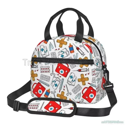 Doctors Nurse Insulated Lunch Bag Women Thermal Lunch Box Portable Tote Cooler Handbag Bento Pouch Container with Shoulder Strap 5