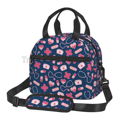 Doctors Nurse Insulated Lunch Bag Women Thermal Lunch Box Portable Tote Cooler Handbag Bento Pouch Container with Shoulder Strap 13