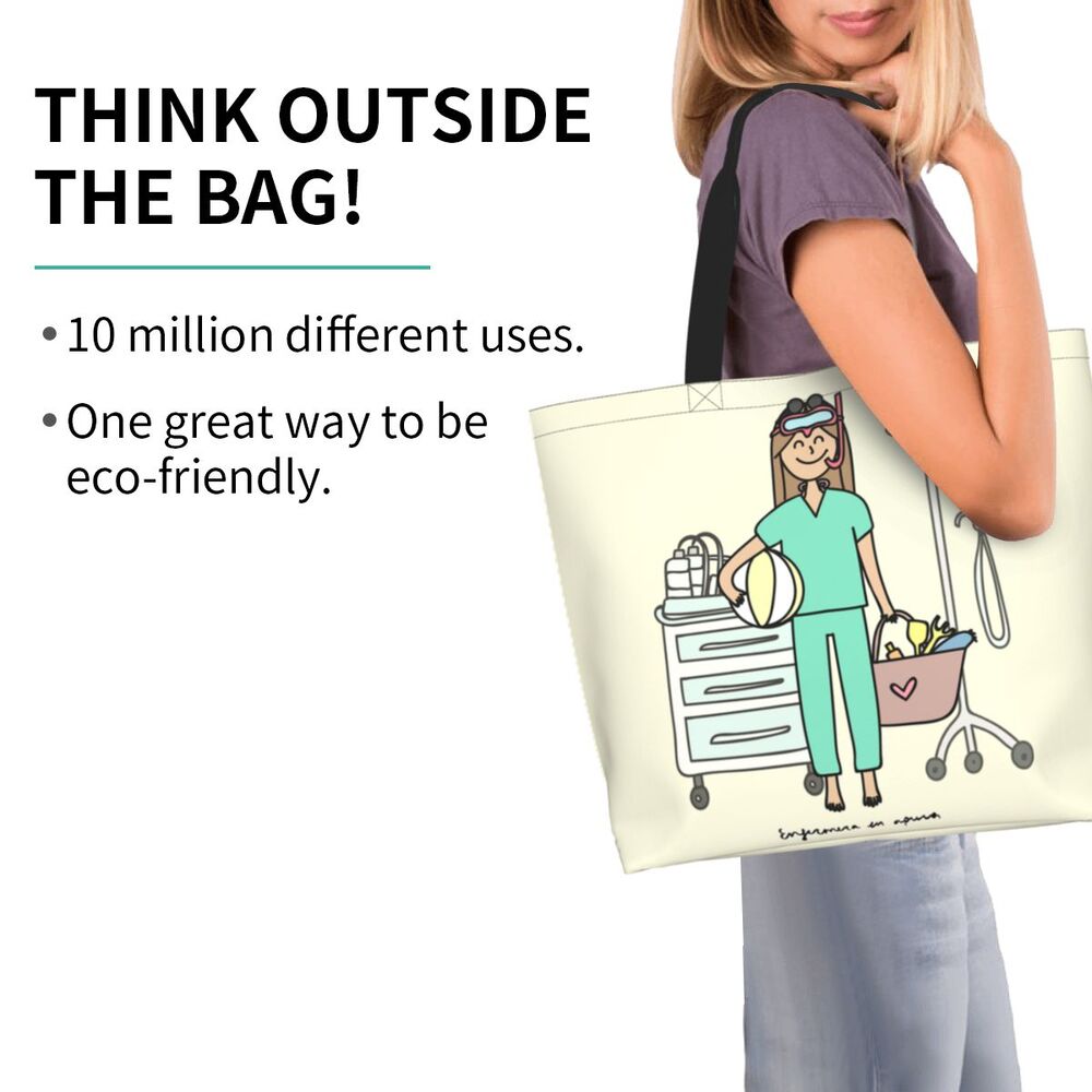 Custom Reusable Funny Nurse Shopping Bag Women Shoulder Canvas Tote Bag Portable Nursing Grocery Shopper Bags