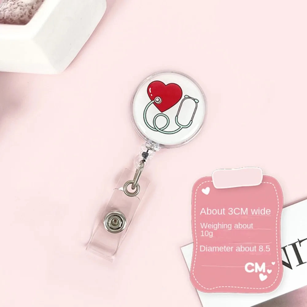 Easy To Pull Buckle Nurse Retractable Badge Reel ID Card Accessories Fashion Nurse ID Card Clips Simplicity Cute