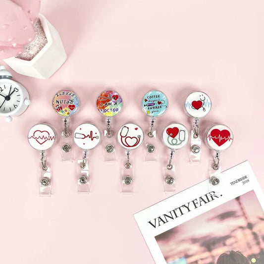 Easy To Pull Buckle Nurse Retractable Badge Reel ID Card Accessories Fashion Nurse ID Card Clips Simplicity Cute