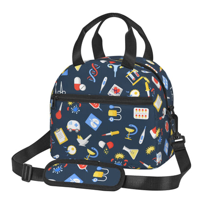 Doctors Nurse Insulated Lunch Bag Women Thermal Lunch Box Portable Tote Cooler Handbag Bento Pouch Container with Shoulder Strap 18