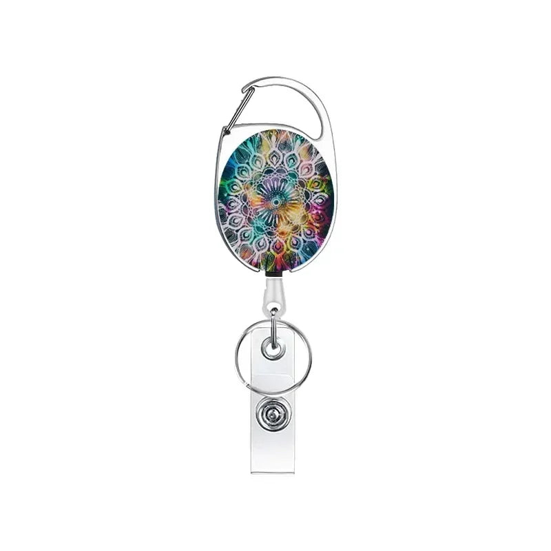 2025 Student Print Office Lanyard Clip Keychain Name Tag Holder Keyring ID Card Keyring Rope Reel Retract Pull Keychain Badge 4