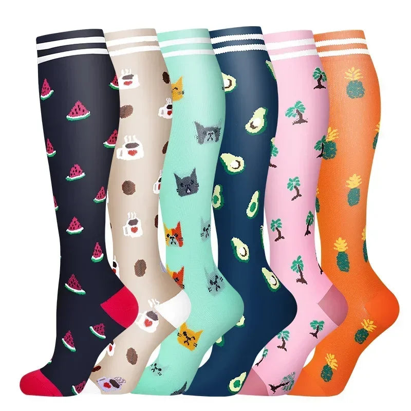6 Pairs of Men and Women Compression Socks - Ideal for Running, Soccer, and Everyday Comfort!