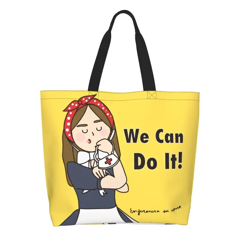 Cartoon Doctor Nurse Enfermera En Apuros Grocery Bags Large Capacity Aesthetic Merch For Woman Street Shoulder Bag 17 One Size