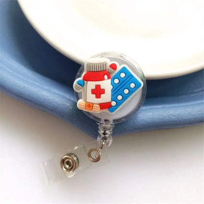 ID Card Holder Nurse Badge Reel Name Tag Chest Card Retractable Badge Holder Exhibition Card Work Card Easy Pull Buckle - Healthcare Vibes