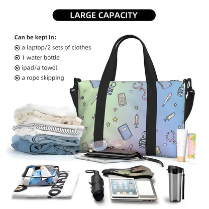 Custom Proud To Be A Nurse Grocery Shopping Tote Bag Women Big Capacity Health Care Nursing Gym Beach Travel Bags