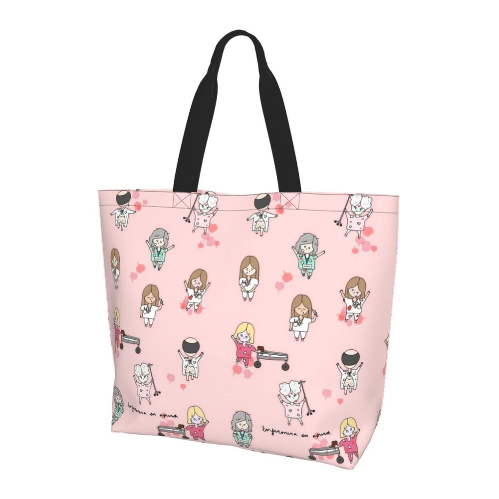 Custom Reusable Funny Nurse Shopping Bag Women Shoulder Canvas Tote Bag Portable Nursing Grocery Shopper Bags