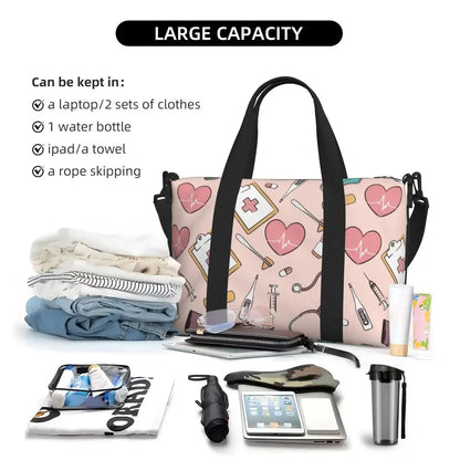 Custom Proud To Be A Nurse Grocery Shopping Tote Bag Women Big Capacity Health Care Nursing Gym Beach Travel Bags