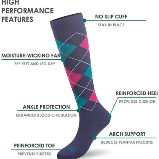 6 Pairs Compression Socks for Men & Women – Ideal for Running, Soccer, Leggings, and Nurses – Pressure Support