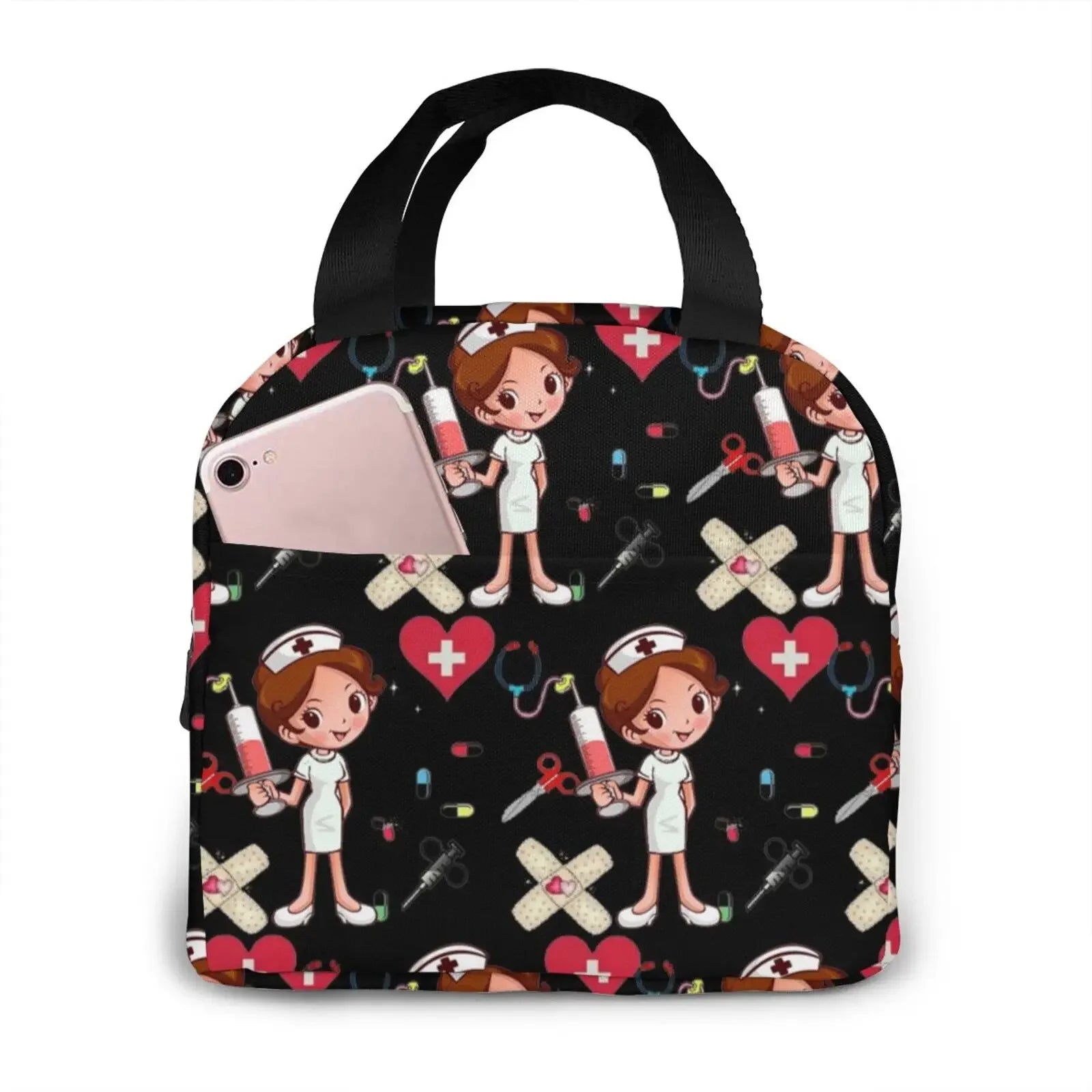 Portable Lunch Bag Cartoon Nurse Pattern Thermal Insulated Lunch Tote Cooler Handbag Bento Pouch Container School Food Bags 1
