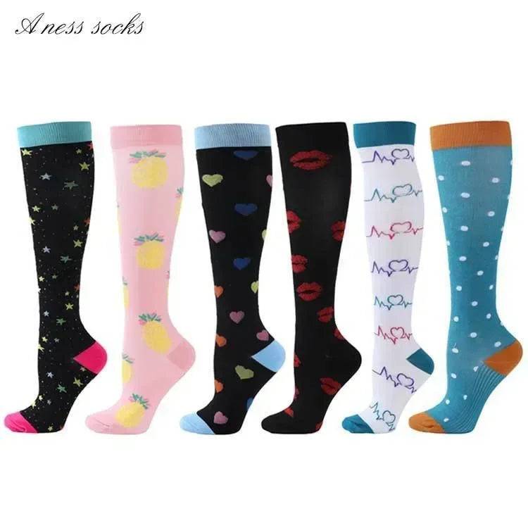 6 Pairs of Men and Women Compression Socks - Ideal for Running, Soccer, and Everyday Comfort!