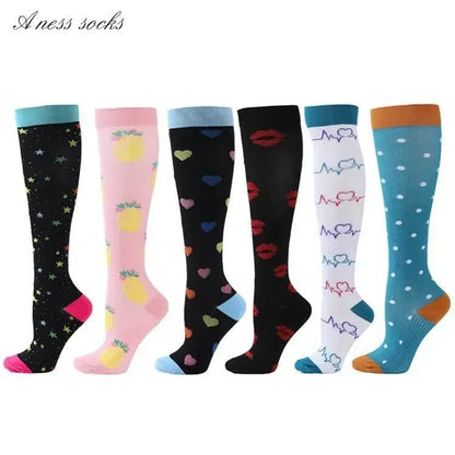 Unisex Compression Socks for Walking, Running, long shifts : 6 Pairs