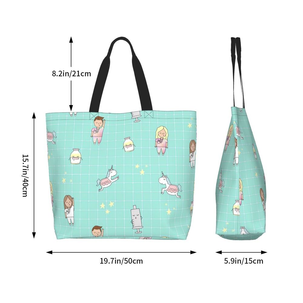 Custom Reusable Funny Nurse Shopping Bag Women Shoulder Canvas Tote Bag Portable Nursing Grocery Shopper Bags