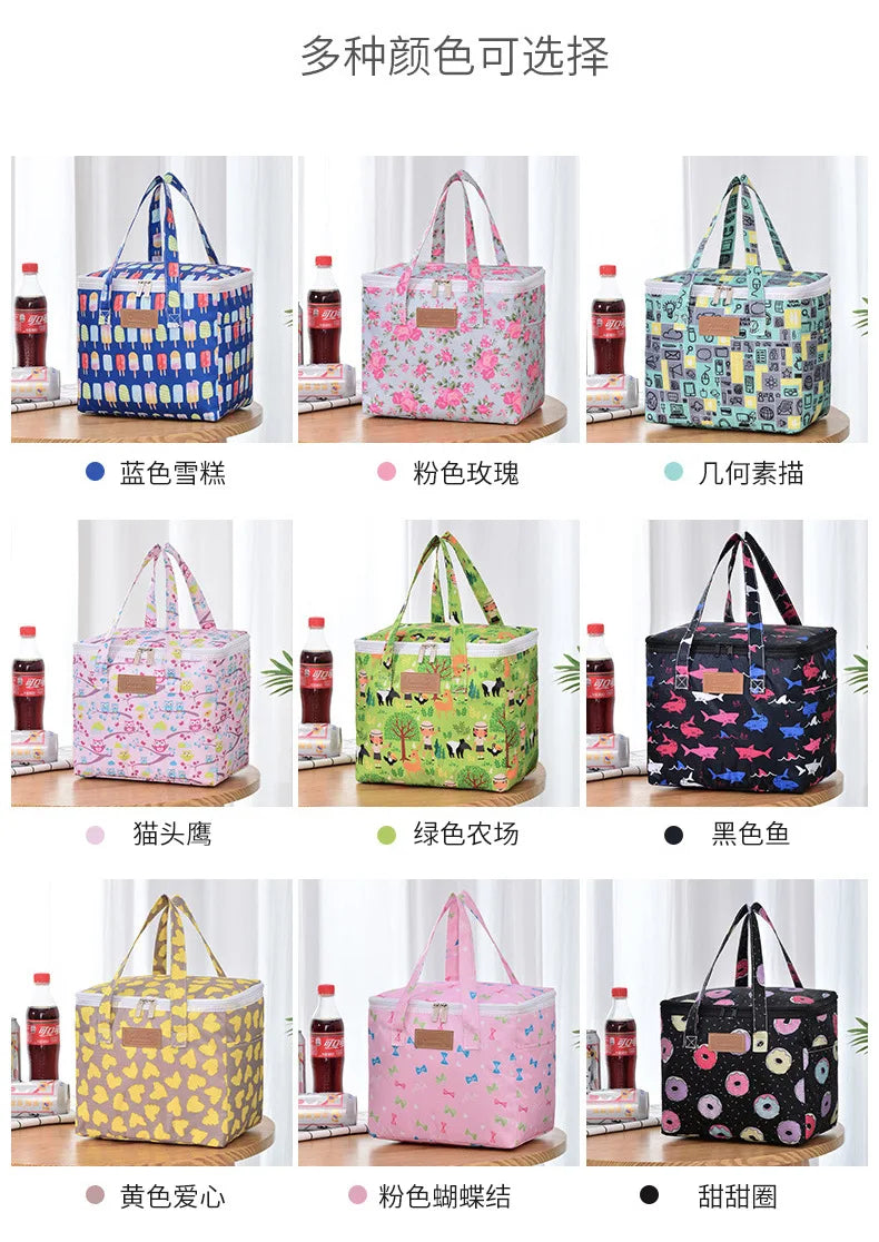 Portable Lunch Bag New Thermal Insulated Lunch Box Tote Cooler Functional Handbag Student Bento Pouch School Food Storage Bags