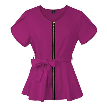 Short Sleeve Women's Scrub Tops for Work Medical Uniforms for Surgery - Healthcare Vibes