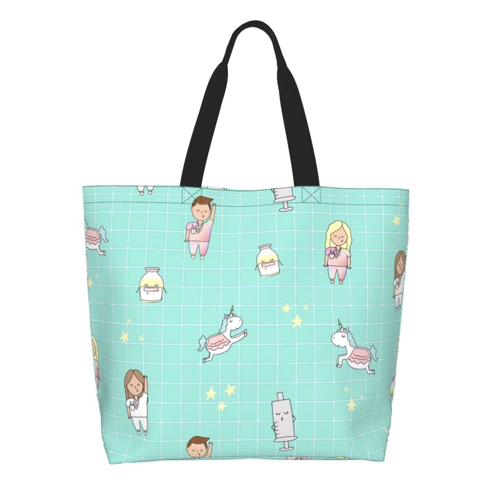 Custom Reusable Funny Nurse Shopping Bag Women Shoulder Canvas Tote Bag Portable Nursing Grocery Shopper Bags