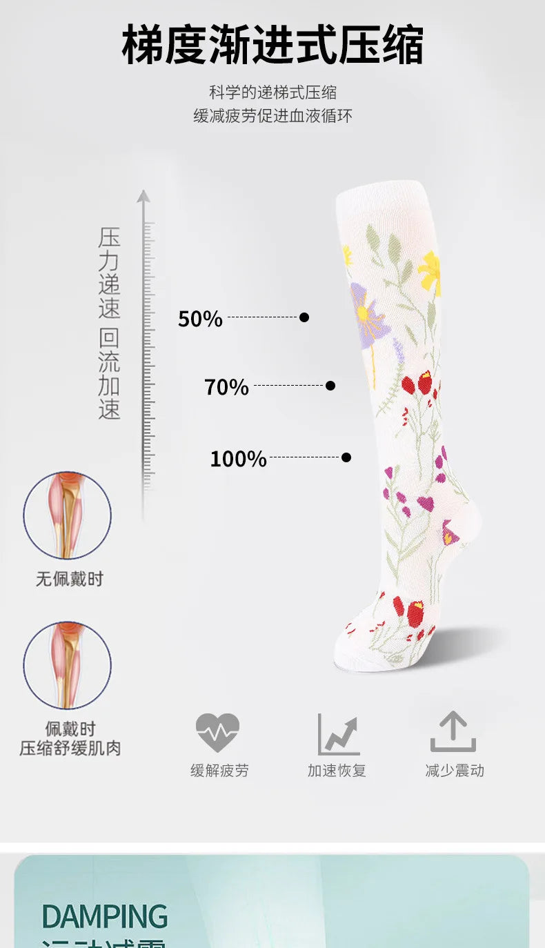 Compression Socks Compress Socks Yoga Air Travel Moisture Control & Odor Resistance Graduated Pressure Nylon Anti-Varicose