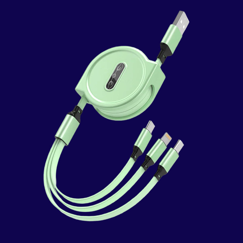 3 In 1 Retractable USB Cable Fast Charging Data Cord: Great gift for the unit, or someone who always needs to borrow your charger 03 1M