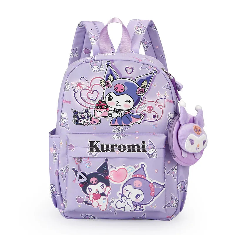 BACK TO SCHOOL: Kuromi,Hello Kitty, Cinnamoroll Backpack Featuring Coin Purse, Sanrio Cartoon Schoolbag Kuromi-A