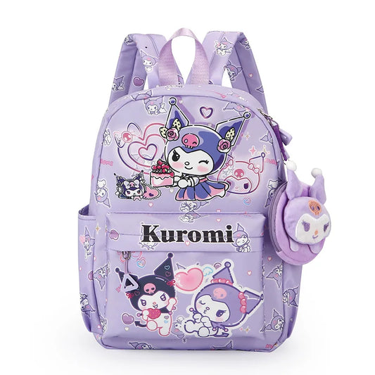 BACK TO SCHOOL: Kuromi,Hello Kitty, Cinnamoroll Backpack Featuring Coin Purse, Sanrio Cartoon Schoolbag Kuromi-A